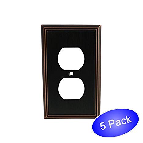 Cosmas 65049-ORB Oil Rubbed Bronze Single Duplex Electrical Outlet Wall Plate / Cover - 5 Pack