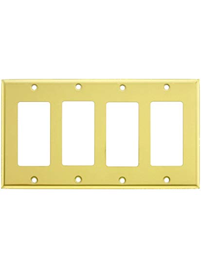 Classic Four Gang Gfi Cover Plate In Polished Brass
