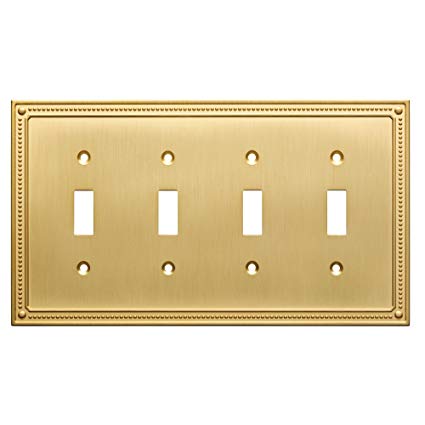 Franklin Brass W35068-BB-C Classic Beaded Quad Switch Wall Plate/Switch Plate/Cover, Brushed Brass