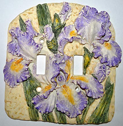 Bearded Iris Double Switch Plate Cover